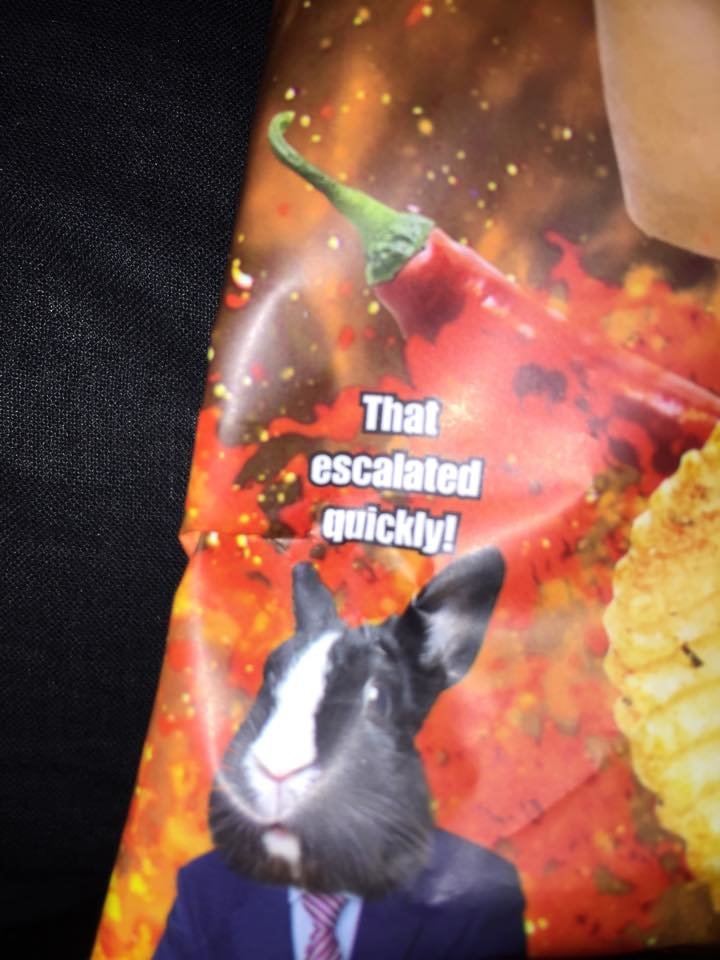 Danish chip/crisps company trying memes. .. The irony in this picture could not be more apparent.