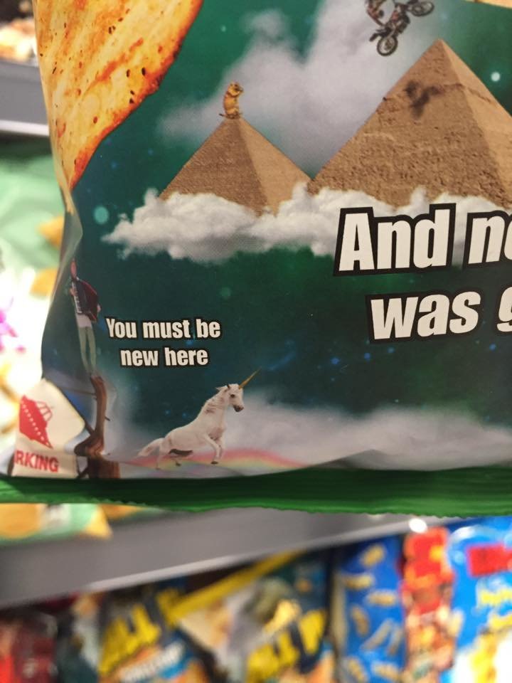 Danish chip/crisps company trying memes. .. The irony in this picture could not be more apparent.