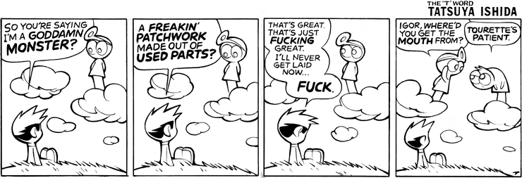 Holy Burn. SINFEST.NET. MUST BE LOW, an DH. ASK ME ANY THING. CHILD, aux Nit "t LAN thits attr ... Yeah, Sinfest was pretty good before its author became a SJW Femfreq actually RT'd this pic: