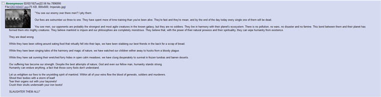 Humanity Fuck Yeah comp 3. . I‘ Anonymous ( Wed) 1 Replies: : Every race is a perfectly unified body" cliche I can' t sleep at night. It began after the Earthli
