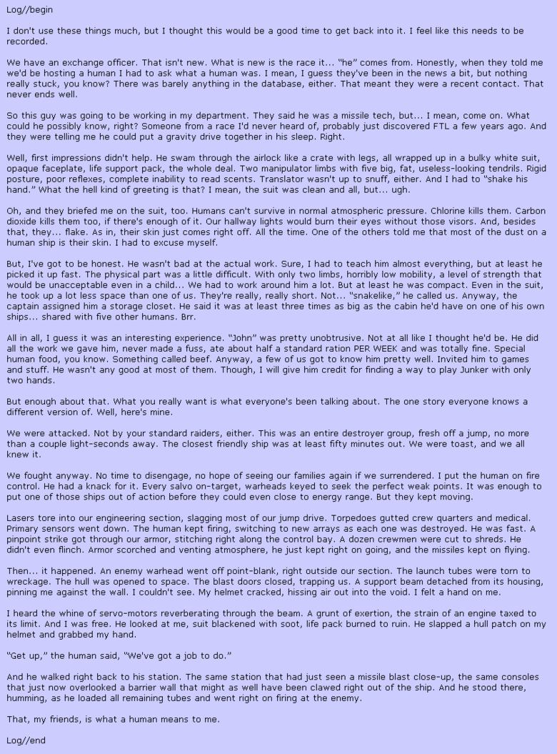 Humanity Fuck Yeah Comp pt. 3/?. Part Three is out . Superweapons and biology were obsolete.' The speaker steed befire the entire Imperial War College Corps of 