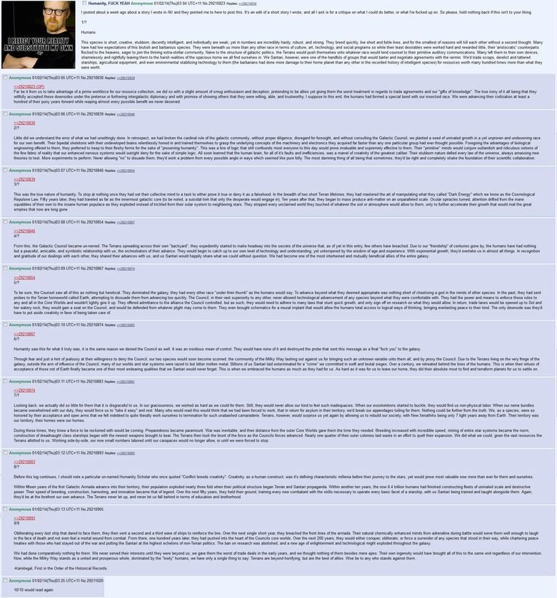 Humanity Fuck Yeah comp. . D Anonymous / 22/ : 14 No 17253974 news § l rememberence the humans defeated the mess ; tn remember l Mitt t breathe my tast Do you r