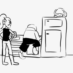 Like I give a fuck. Source: shingshingshiny.tumblr.com/post/133165676744/i-asked-thequalitytoddler-what-i-should-draw-and She would probably lift the fridge any