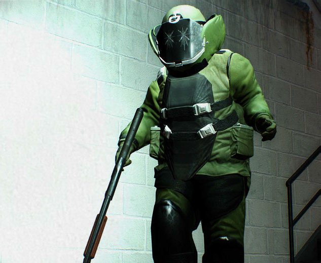 Payday 2 Special Enemies: Defense. These are Shields. Impervious to damage from the front except for a few weapons, this is weakened by their weak armor behind 