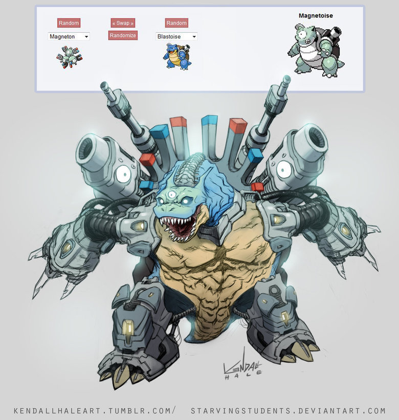 The Ultimate Pokefusion comp.. .. "Lol I have to make it look like a Magnemite and a Blastoise" "Lol that just draw a digimon"