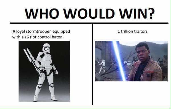 Traitor Comp 2: Electric Loyaloo. Merry Christmas you loyal . I hope the First Order gave you all shiny new shock batons to smack the out of traitors with. (Sor