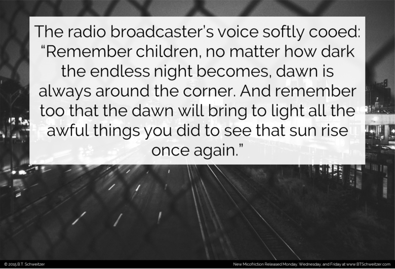 Two Sentence Stories - One Month!. Hey guys I realize I'm late posting these - been dealing with some personal stuff - so I'll be posting one comp of 6 stories 